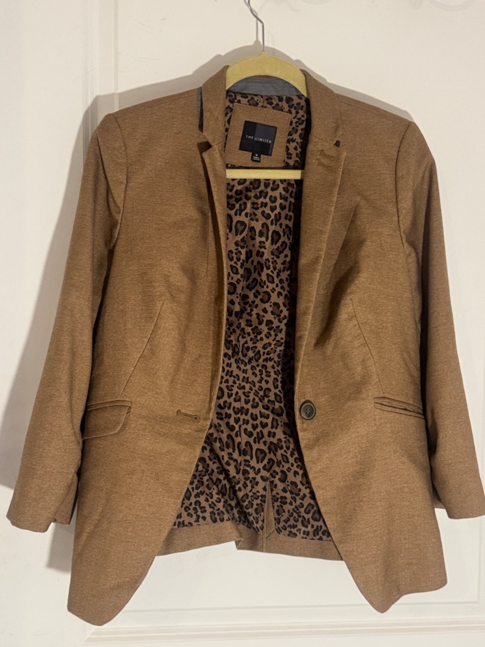 The Limited Tan Blazer with Leopard-Print Lining